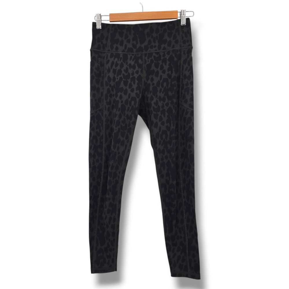 Victoria's Secret Leopard Print High Waisted Pocket Leggings Black Gray‎ Size 8